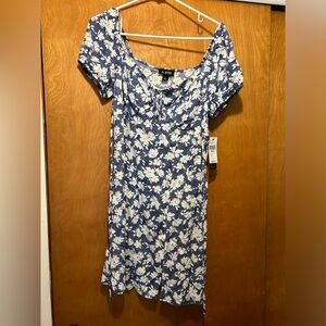 A. Byer Blue and White Flutter Sleeve Sundress